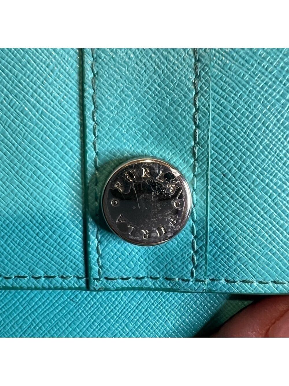 FURLA AUTHENTIC LONG BLUE ZIP AROUND WALLET - Picture 3 of 14